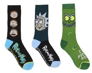 Rick And Morty Crew Socks 3 Pack, Pickle Rick Socks, Rick And Morty Performance Cushioned Athletic Crew Socks For Men Women 3 Pairs