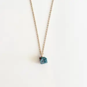 Raw Apatite Drop Necklace - Natural Stone Pendant