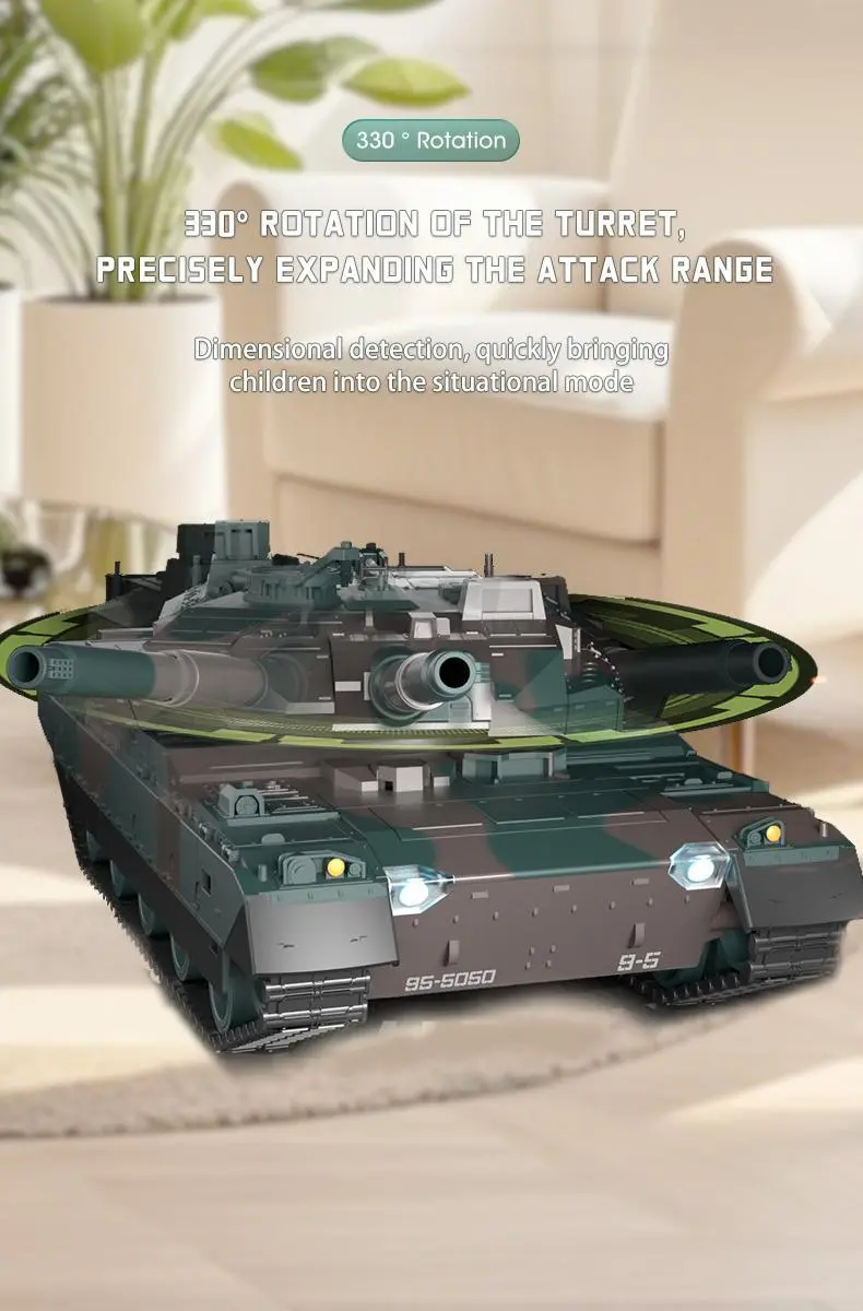 Tongli Japanese-Style Simulated Tracked RC Tank - 2.4G Remote Control Toy, 6-8Y Unisex Halloween Gift, 360° Wide Turret Rot, Authentic Combat Sound Effects, BPA/Latex-Free Safe Materials, Battery-Powered Outdoor Toy, Batteries Packed Separately, Yes