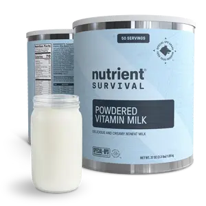 Nutrient Survival Vitamin Powdered Milk, Freeze Dried Prepper Supplies & Emergency Food Supply, 21 Essential Nutrients, Soy & Gluten Free, Shelf Stable Up to 25 Years, One Can, 50 Servings