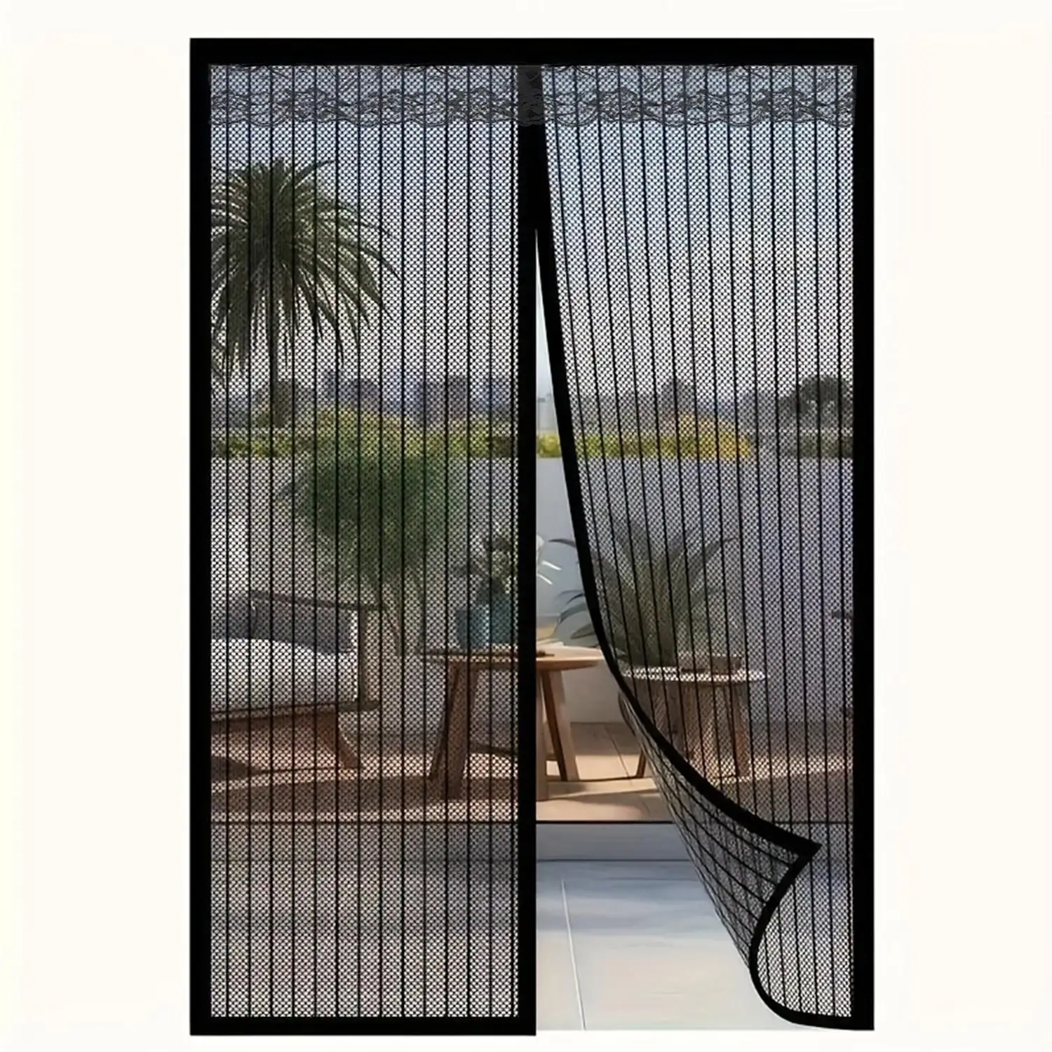 Mesh Mosquito Door Curtain, Breathable Magnetic Closure Door Curtain, Easy To Clean Door Screen for Home Living Room Bedroom Hotel
