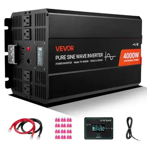 VEVOR 1500W Power Inverter, 12V DC to 120V AC Pure Sine Wave Inverter, Car Charger Converter with Remote Control, USB Type-C Ports, 4 AC Outlets, Fast-charging for RV, Truck Outdoor CampingVEVOR Super Brand Day