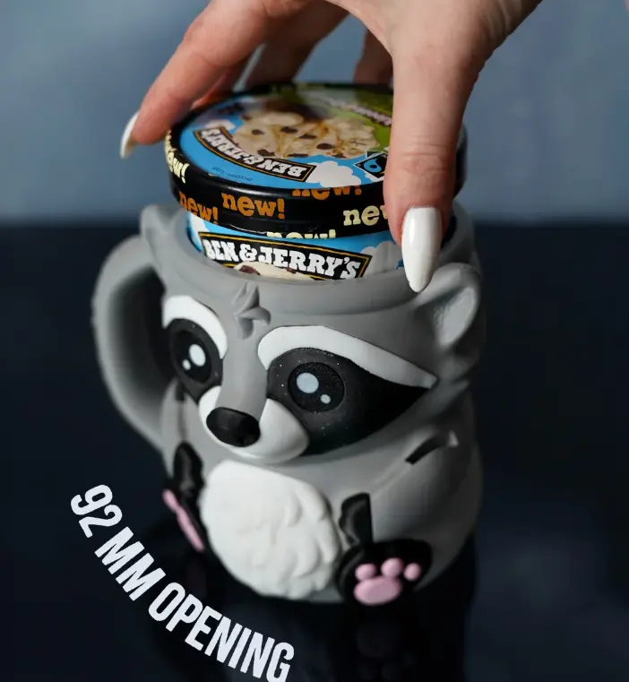 Rocky the Raccoon Ice Cream Pint & Ramen Cup Holder | 3D Printed