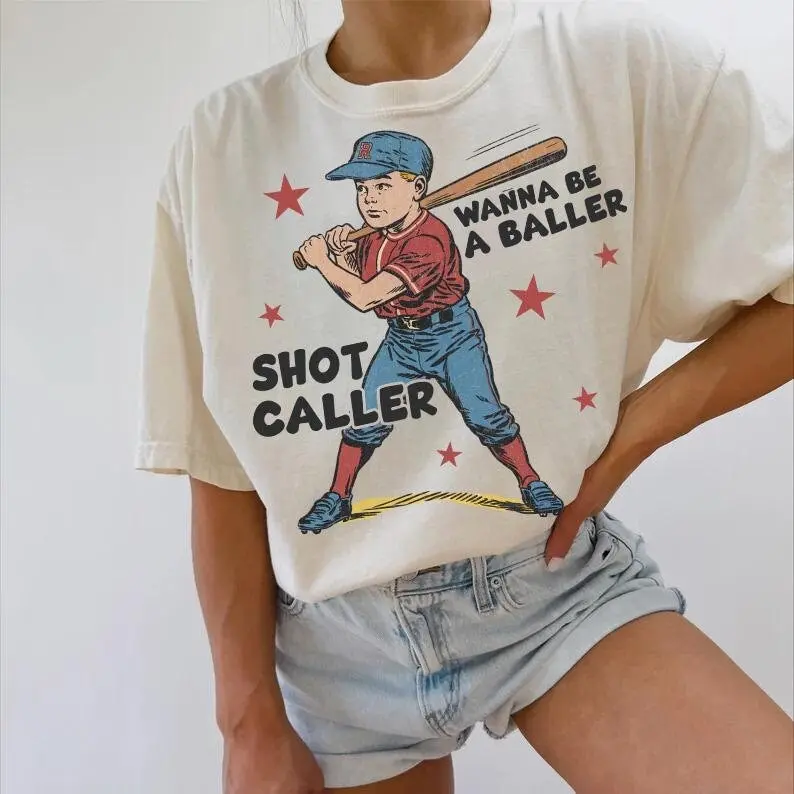 Wanna be a baller shot caller Shirt, Retro baseball shirt Vintage baseball boy TShirt