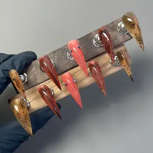 Zanxu|100% HAND-SHAPED! Autumn Amber Dragon Claws  Icy Wash Beast Armor | Couture Press-On Set