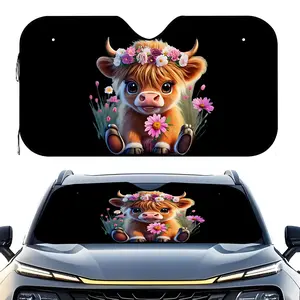 1pc Highland cow Car Sun Shades, Car Window Shades Stitching Detail, Durable Sun Visor Accessories for Daily Travel Road Trips Unisex Gift for Mother s Day, Ramadan, Birthdays Fun Interior Decor Driving Accessory, Driving Essentials, Car Accessory