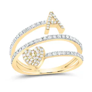 3/8Ctw-Nat Dia Nk Gift Initial "A" Heart Ladies Ring (2.49 grams)