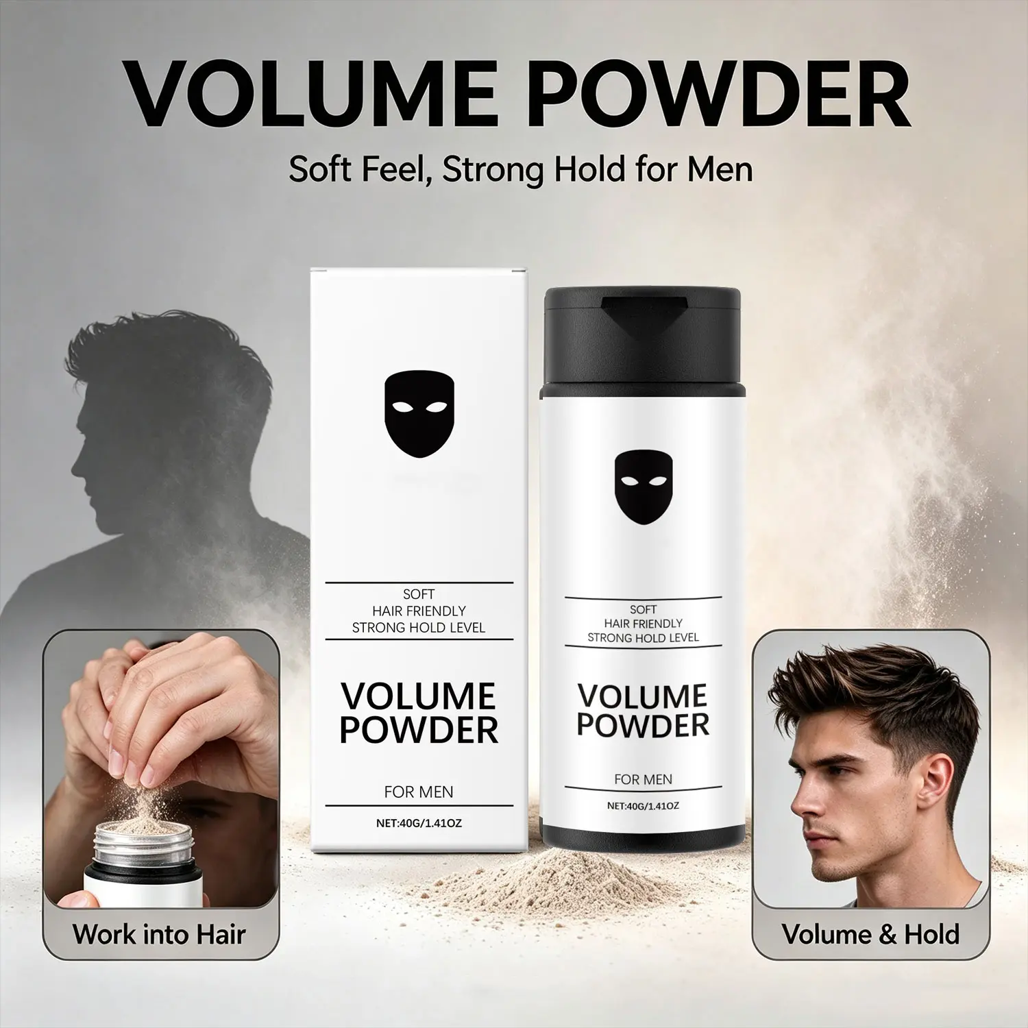 Men's Texture Powder for Hair Styling, Volumizing Hair Powder with Matte Finish, Root Lift, Texture and Lightweight Hold for Natural Looking Daily Hairstyles