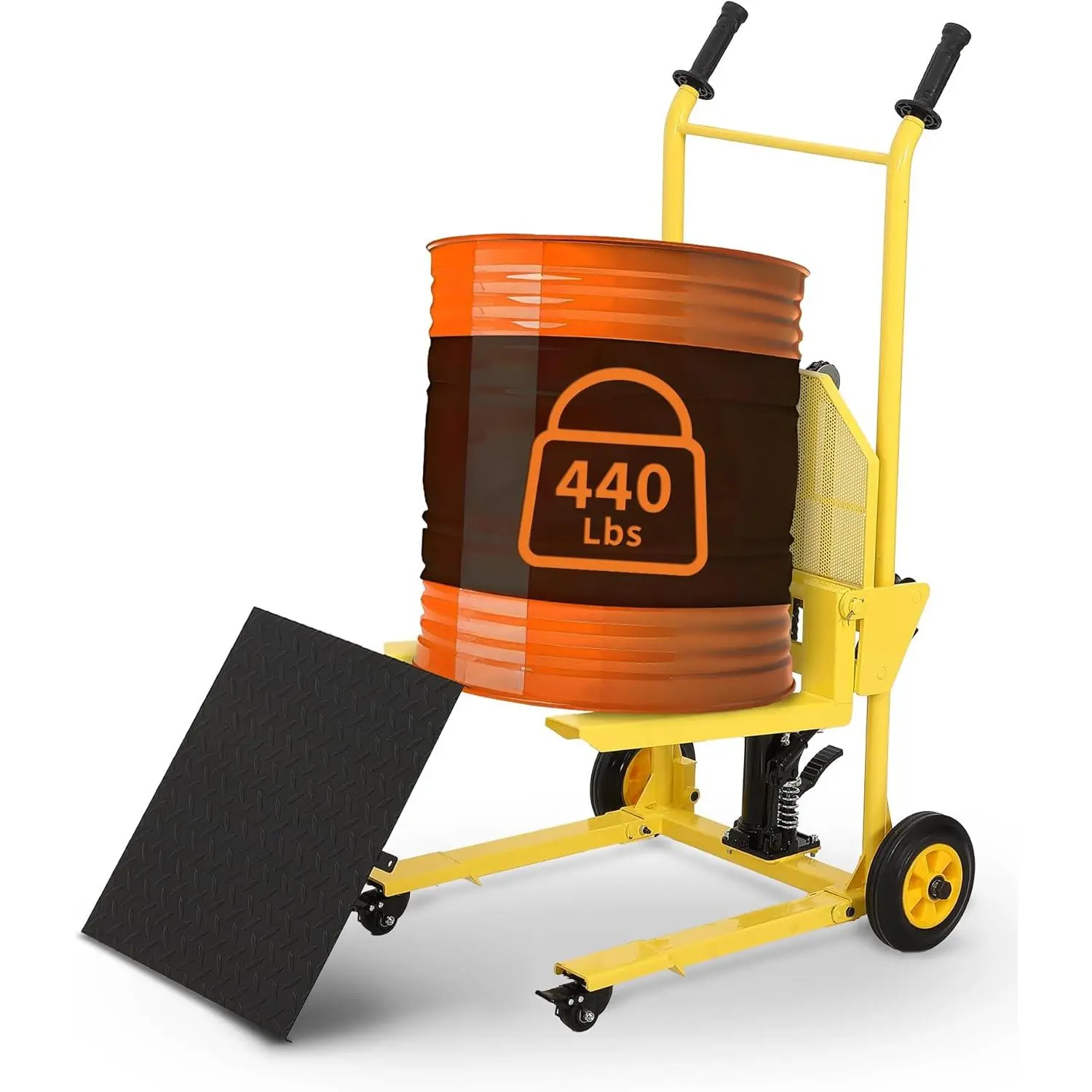 Hydraulic Material Lift with Steel Platform & Adjustable Forks, Multifunctional Capacity Pallet Truck Dolly, Lift Table, Fork Lift, 36 in Max Lift Winch Stacker with Steel Platform Board, 440 LBS