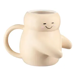 Mainstays 16 oz Cream Sculpted Hug Earthenware Mug