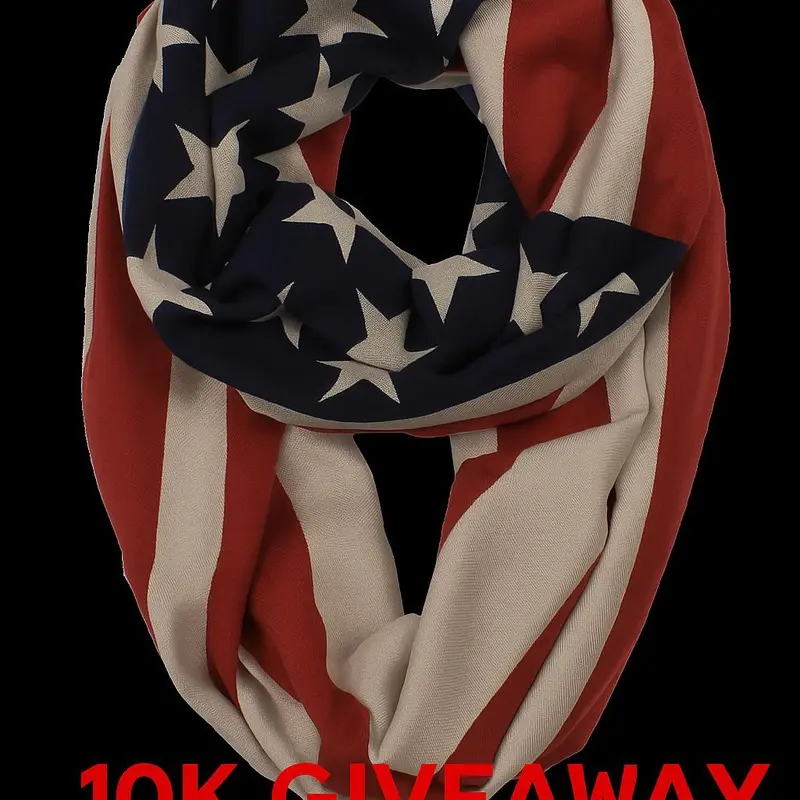 American Flag Stars and Stripes Seamless Loop Infinity Scarf - Patriotic Business Accessory, Lightweight Airy Layering, 4th of July Independence Day Gift, All Seasons Red and White Flag Scarf, Hand Washable