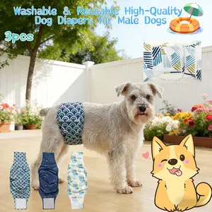 Say goodbye to your dog's messy peeing, 3-pack washable belly bands for male dogs, Washable Pee Pads, eco-friendly reusable, ideal for training outings, leak-proof pet nappies, skin-friendly fits small medium large dogs