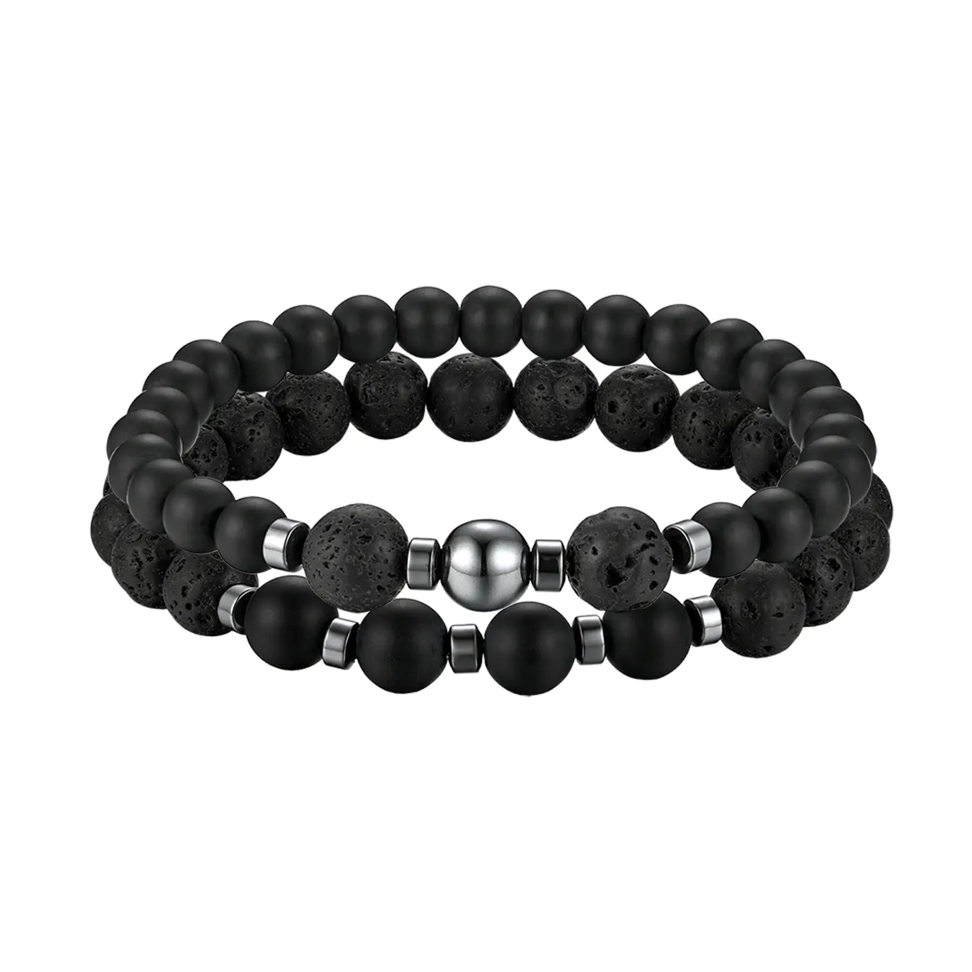 OIDEA Unisex Rugged Bracelet in 2 Sizes, Braided Volcanic Rock & Matte Stone Diffuser for Grounded Meditation, Wellness Gift for Friends, Thoughtful Wellness Gift, Unisex Fragrances, Rugged Look