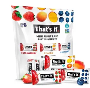 That's it. Mini Fruit Bars (Variety 24 PACK) No Sugar Added, Plant-Based, Vegan & Gluten Free, Breakfast Bar, Paleo, for Children & Adults, Non GMO, Fiber (8 Blueberry, 8 Strawberry, 8 Mango)