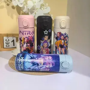 Magic Girl Group 304 Stainless Steel Cartoon Sunlight Thermos Cup, Insulated Tumbler, Large Capacity Snap Button, Suitable for School, Travel, Car, Outdoor Gift