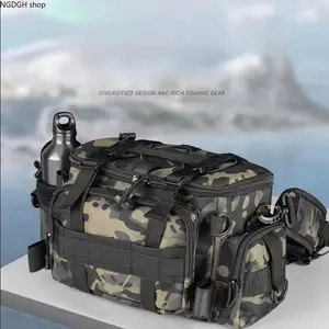 Trendy Tactical Fishing Sling Bag - Camo Heavy Duty Large Capacity Backpack with Bottle Holder & Quick Access Pockets, Must-Have Waterproof Bag for Saltwater Freshwater Fishing Hiking & Camping Trips