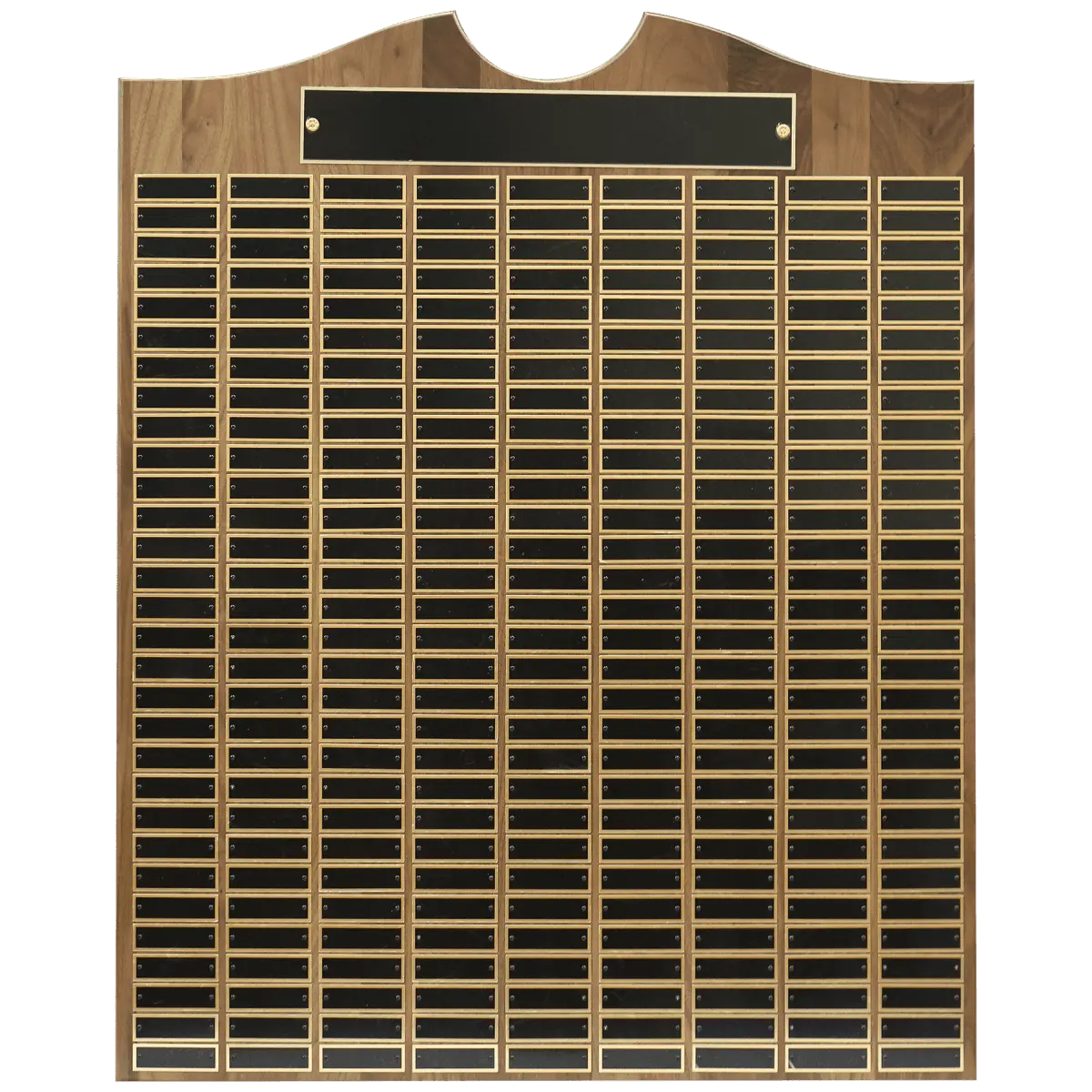 28 X 35 American Walnut Roster Solid Walnut Recognition Plaque W/ 270 Plates
