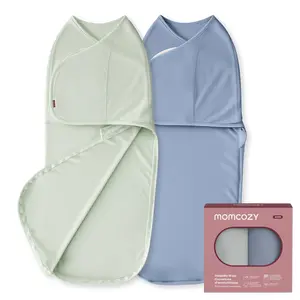 Momcozy Swaddles for Newborns, Quiet Fastner Suitable for Infant 0-3 Months, New-Parent-Friendly Swaddle Sack, Reduce Startle Reflex, Newborn Boys Girls Registry Essentials, 2-Pack