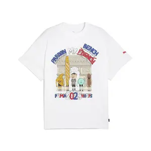 PUMA Mens Paris Pardon My French Graphic Crew Neck Short Sleeve Casual Tops Casual - White