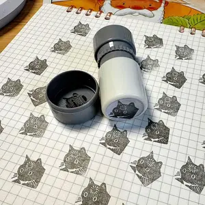 Cartoon Cat Pattern Stamp, 1 Count Cute Stamp with Ink Pad, DIY Stamp for Crafts, Scrapbooking, Journaling, Gift Wrapping, Greeting Card Making