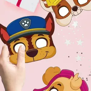 12pcs Paw Patrol Theme Half-Face Paper Mask Set, DIY Dog-Shaped Design for Parties & Events, Perfect for Fun Celebrations, Party Supplies