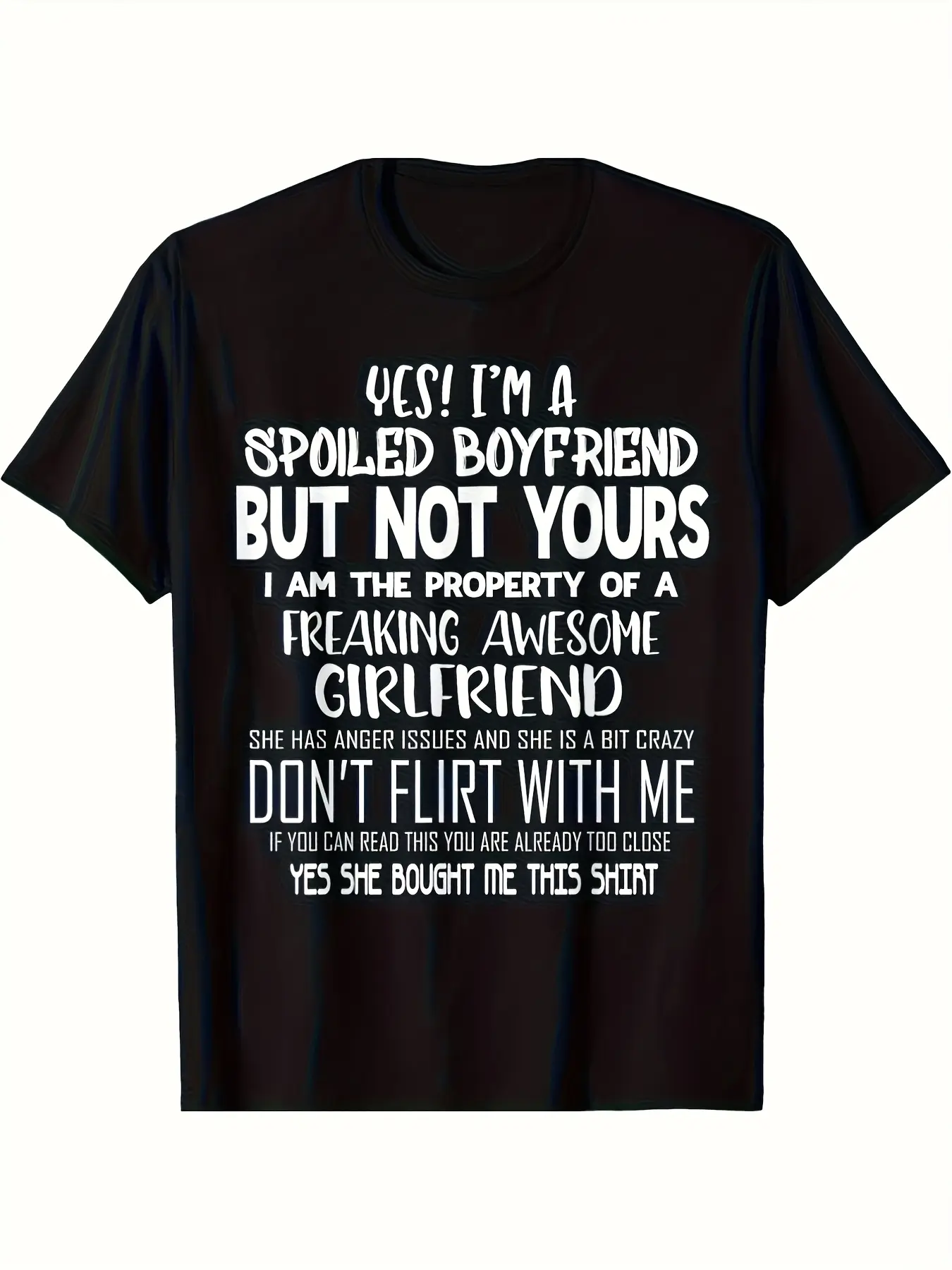Men's Humorous Spoiled Boyfriend Graphic TShirt Bl unisex soft cotton short sleeve t shirt, vintage graphic casual tee for men women teens, perfect birthday holiday gift for camping travel gym daily street  wear