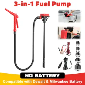 5 GPM Cordless Fuel Transfer Pump Compatible with DeWalt 20V & Milwaukee 18V Batteries,【Battery NOT Included】, Portable Gas Can Pump with 51" Hose, 5 Adapters, Gas Pump for Diesel, Gasoline