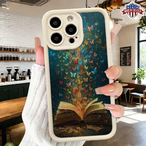 Artistic Butterfly Book Fantasy Aesthetic Pattern Design Case,phone Case Suitable for Iphone 11/12/13/14/15/16/17 Pro Promax Plus Air and Samsung S22/S23/S24/S25 Plus Ultra Fe,Lightweight Shockproof Anti Drop Protective Durable TPU Cover