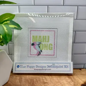Mahjong Letters with Bird and Pink Bamboo Needlepoint Kit