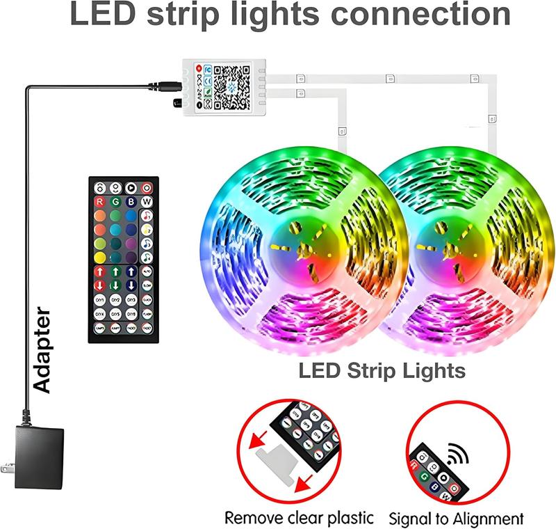 New Deal - Led Lights for Bedroom 100ft (2 Rolls of 50ft) Music Sync Color Changing Strip Lights with Remote and App Control RGB Strip, for Room Home Party Decoration