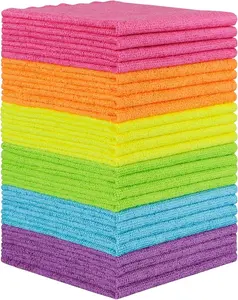 24 Pack Microfiber Cleaning Cloth,  Highly Absorbent Cleaning Rags, Household Cleaning Supplies, Reusable Microfiber Towels Lint Free Cloths for House, Kitchen, Car Care, 12x11 inch