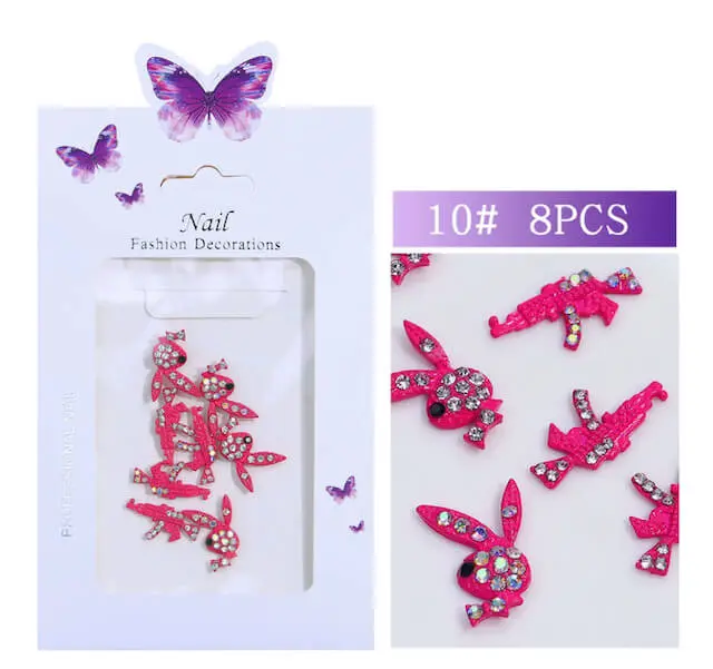 Nail Charm 3D Ruby Rhinestone Bunny 8pcs/bag.
