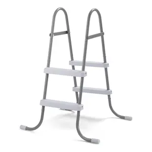 【Father's Day Gift】 Pool Ladder Above Ground, 33/42/52in Available, Steel Frame Gray with White Steps, Suitable for Wall Height Pools