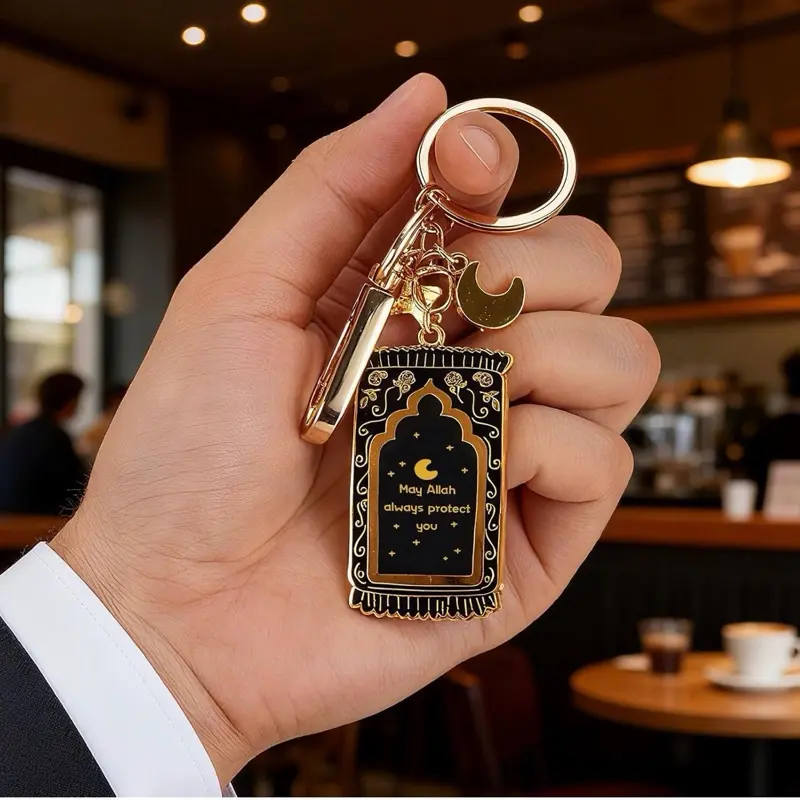 Islamic Keychain with Allah Protection Charm and Moon Design for Daily Use