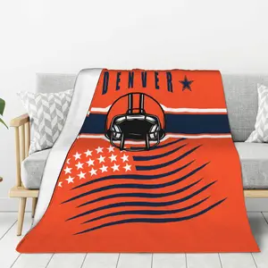 Denver Football Flannel Throw Blanket - For sofas, beds, living rooms, chairs, cars, beaches, travels, outdoor use, air conditioning covers - Rectangular shape, the perfect gift for sports enthusiasts