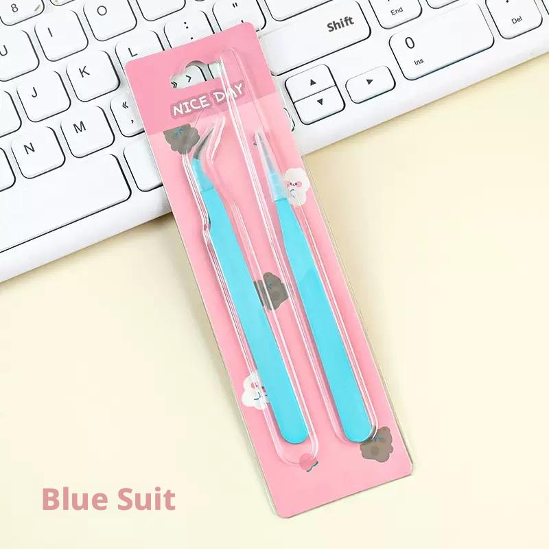 High Precision Mini Tweezers Set and 2 Counts/set DIY Scrapbooking Tool Creative Tweezers for Stickers, Home, School and Office