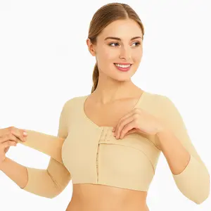 FitnFem Post Surgery Bra Top - Front Closure Compression Wirefree Design with Adjustable Straps Short Sleeve Upper-Body Support Breathable Soft Material