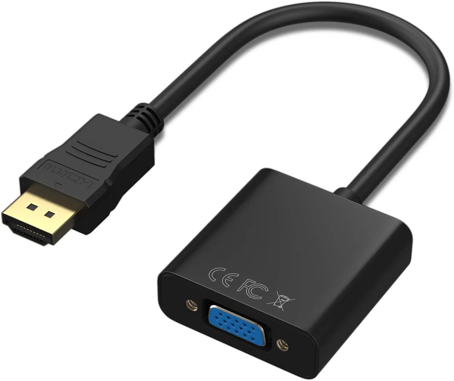 HDMI to VGA Adapter 1080P with Audio and DC for Laptop PC Desktop TVbox Xbox PS3 PS4 Black High-Resolution Converter