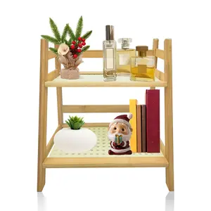 Risers Display Stands ,Tiered Tray Stand Wooden Perfume Organizer Cologne Display Shelf 2 Tier Small Fragrance Stand Skincare, Spice Shelf