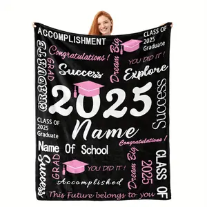 Custom Graduation Blanket with Text, Personalized Blanket | Graduation Congratulations Gifts