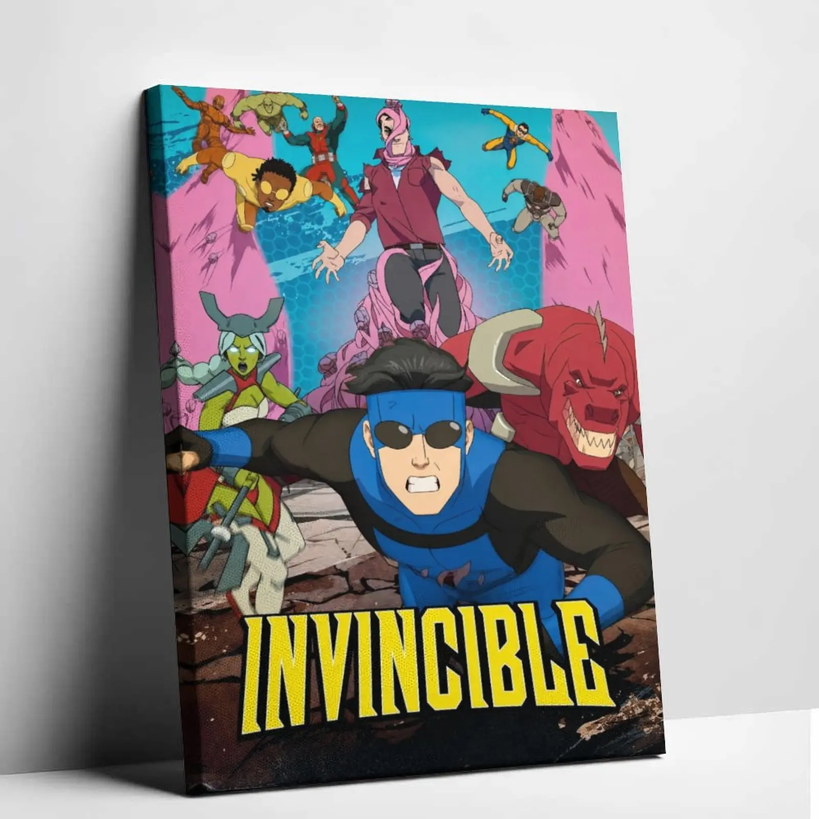 Invincible Mark Grayson Battle Beast Poster, Animated Superhero Canvas Print, Colorful Comic Wall Art for Bedroom, Dorm and Game Room Decor