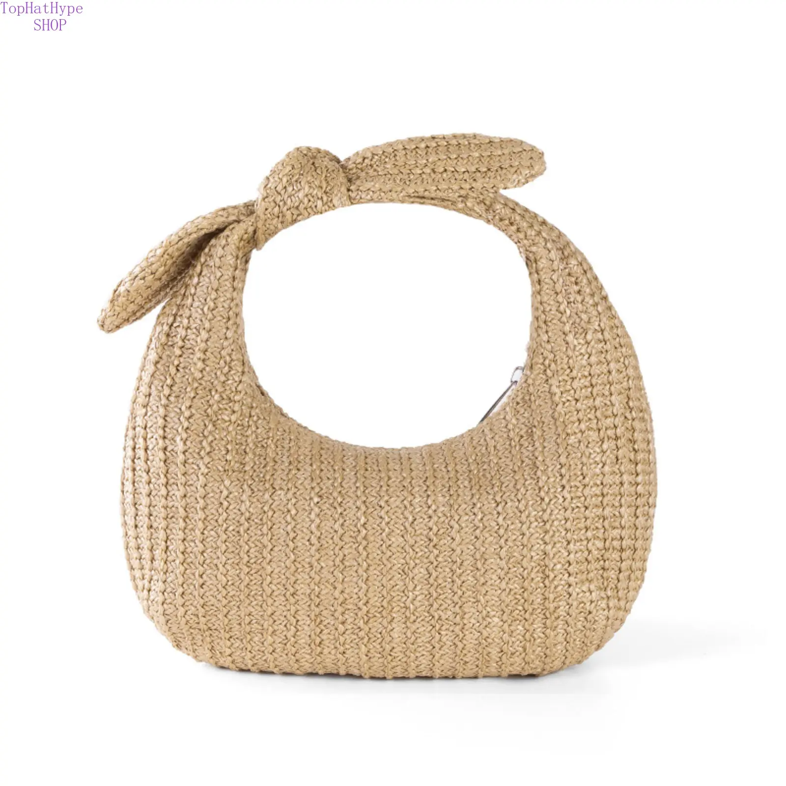 Woven Straw Crescent Handbag for Women, Handmade Casual Trendy Tote with Bowknot Detail, Lightweight for Summer Beach Vacation, Casual Trendy Handbag, Beach Bag, Straw/Bamboo, Bags Handmade, Bohemian Straw Bag
