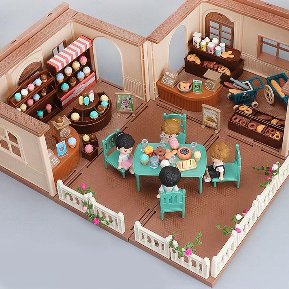 Family Cozy Cabin Dollhouse Playset with Furniture & Accessories, DIY Pretend Play Cottage for Ages 3+, Boys & Girls