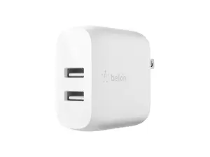 BELKIN WCD001dq1MWH White BOOST CHARGE Dual USB-A Wall Charger 24W + Lightning to USB-A Cable