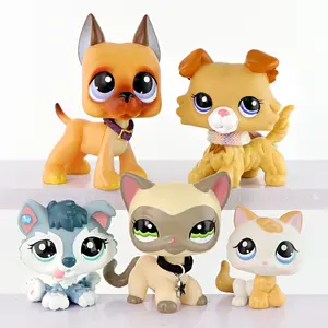 Cute Mixed Pet Playset - 5PCS Dogs & Cats Figurines with Collars & Star Charm, Small Animal Toys for Kids, Gift & Room Decor