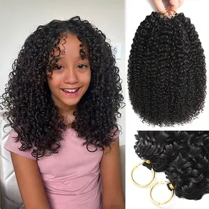 Asakiss Hair Kids Feather Crochet Human Hair Kinky Curly for Miracle Knots Boho Braids Knotless Burmese Curly Water Wave Feather Crochet Human Hair 4-5 Packs for Full Head Pre-Separated, 60g/Pack Time-Saving, lightweight Glueless Protective Styles