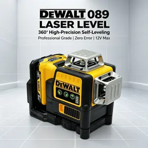 DEWALT 089 12-Line 360° Green Laser Level, 12V Compatible. Perfect For Framing, Drywall Installation, Tiling & Layout Work With ±3mm Accuracy.