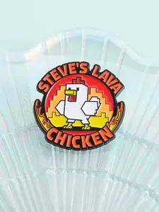 Minecraft Steve's Lava Chicken Enamel Pin, Cute Animal Pattern Brooch, All Seasons Backpack Accessory, Fashion Accessory, Gift for Friends