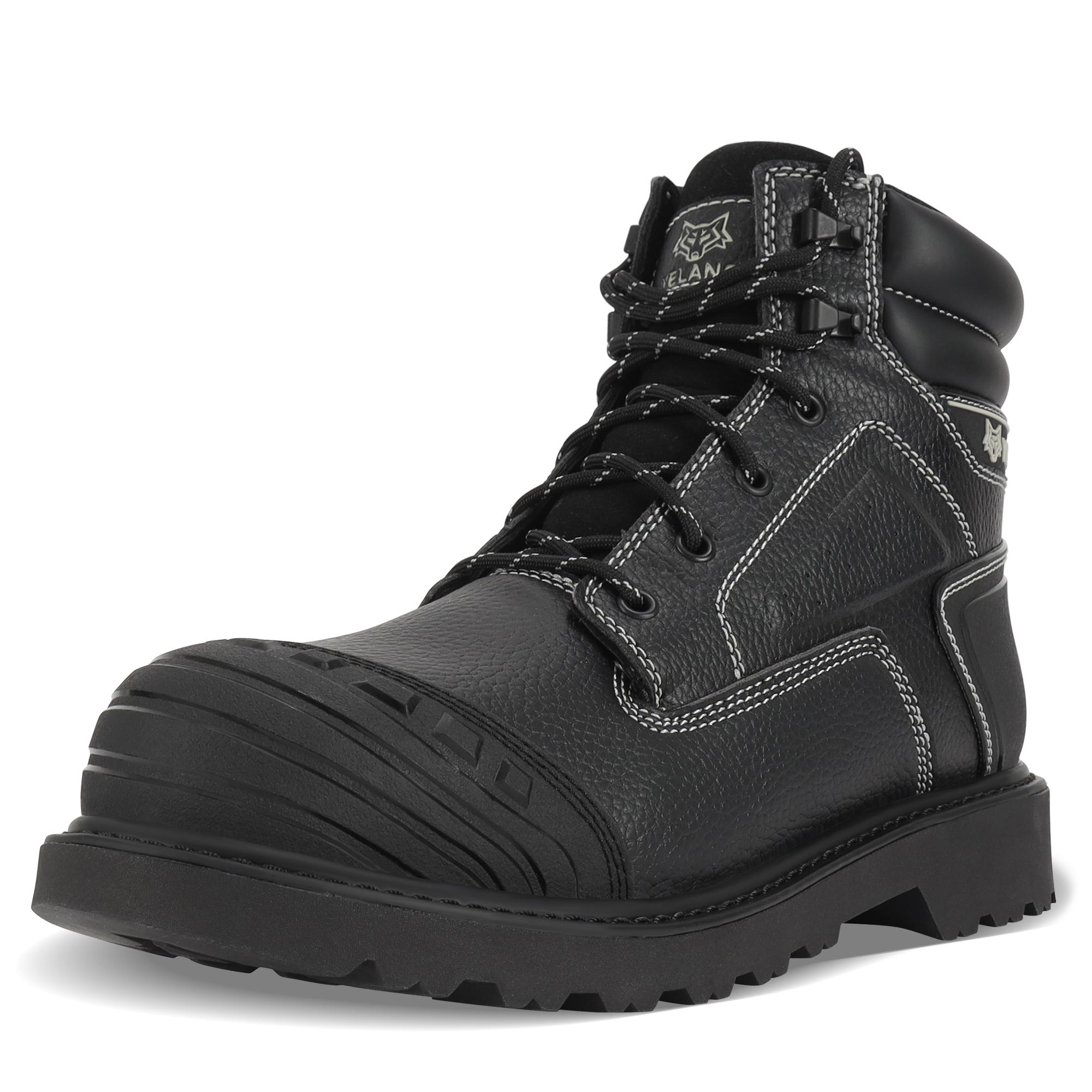 Men's Anti-smash& Anti-puncture Steel Toe Work Boots Fashionable Non-slip Oil-proof&Wear-resistant Work Shoes Lace Up Hight Top Safety Shoes