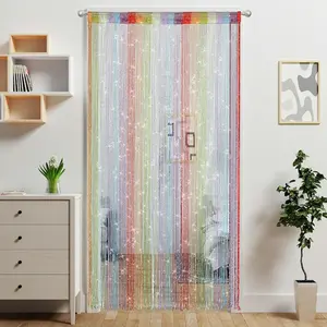 Door String Curtain Doorway Beads Curtains,Hanging Room Divider Beaded Decor Hippie Glitter Fringe Panel Closet Window Doors Sequin Sheer Boho Doors Tassel (Rainbow)